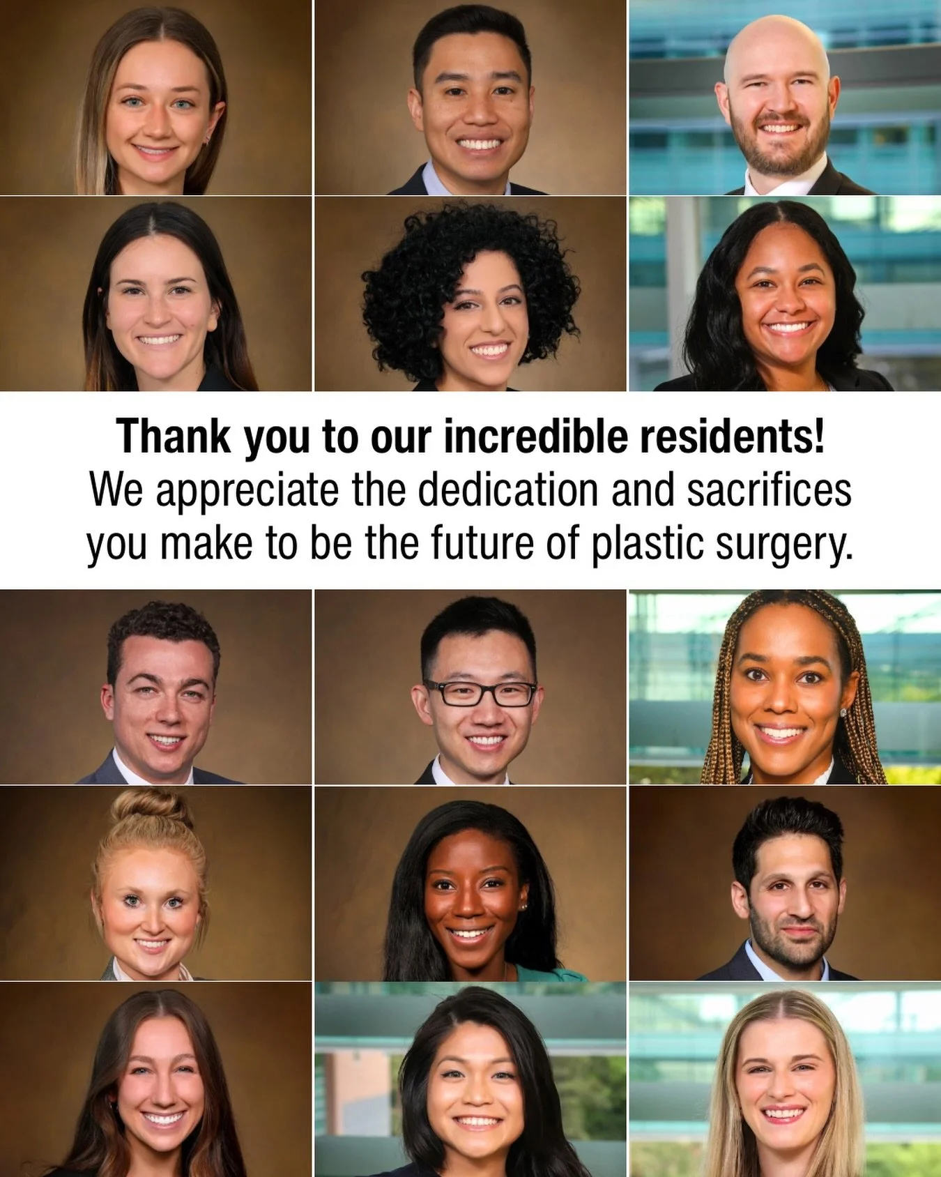 Thank you to our amazing residents for your hard work, long hours, and vital contributions to our patient care. We have the greatest residents in the country, and we appreciate everything you do every day.

#residentappreciationday @cuplasticsurgeryr