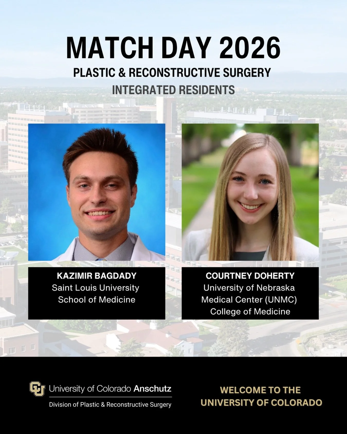 Happy Match Day 2026! We are thrilled to welcome Kazimir Bagdady and Courtney Doherty as our interns! We look forward to them joining @cuplasticsurgeryresidency 

#matchday2026 #plasticsurgeryresidency