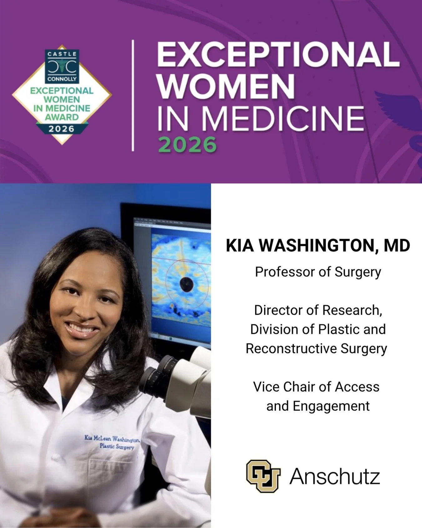 Congratulations to Kia Washington, MD, for being named a @castle_connolly Exceptional Woman in Medicine! 

According to Castle Connolly, &ldquo;The Exceptional Women in Medicine awardees are recognized annually, based on peer nominations and outstand