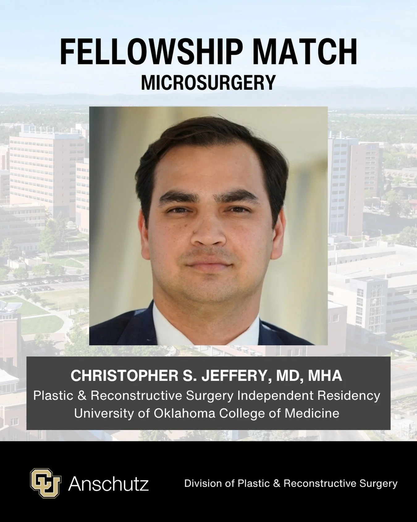 It&rsquo;s a match! Congratulations to Christopher S. Jeffery, MD, MHA, for matching to our microsurgery fellowship! We look forward to having you join us in 2027!