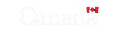 Canada logo with white text and a red maple leaf on a black background.