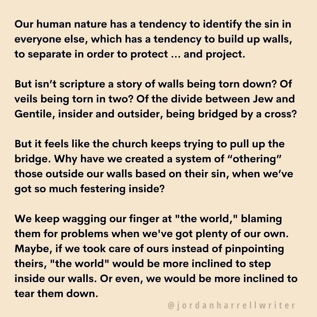 Good words to ponder on this Lord&rsquo;s Day.

#Sundaythoughts

&mdash;-Posted @withregram &bull; @jordanharrellwriter MY JOB: Love God. Love Others.
GOD&rsquo;S JOB: Literally everything else. (Including judgment)

#deconstruction #churchhurt #spir