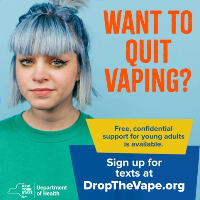 𝗧𝗵𝗶𝗻𝗸𝗶𝗻𝗴 𝗔𝗯𝗼𝘂𝘁 𝗤𝘂𝗶𝘁𝘁𝗶𝗻𝗴 𝗩𝗮𝗽𝗶𝗻𝗴? 𝗙𝗿𝗲𝗲 𝗛𝗲𝗹𝗽 𝗶𝘀 𝗔𝘃𝗮𝗶𝗹𝗮𝗯𝗹𝗲.

 The @nysmokefree is raising awareness this Vaping Awareness Month and offering free, confidential support to help New Yorkers quit vaping and toba