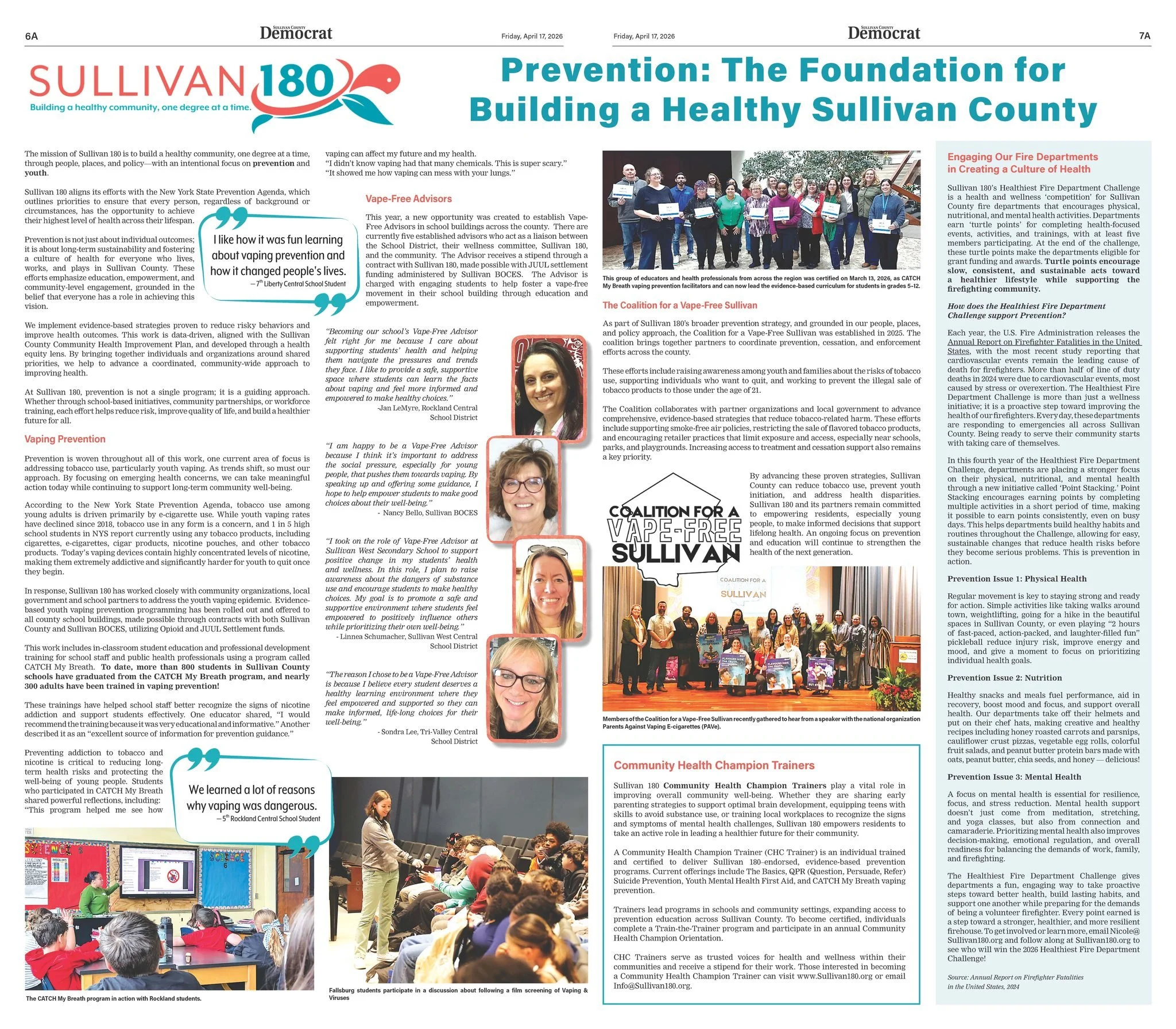 𝗣𝗿𝗲𝘃𝗲𝗻𝘁𝗶𝗼𝗻 𝘀𝘁𝗮𝗿𝘁𝘀 𝘄𝗶𝘁𝗵 𝗽𝗲𝗼𝗽𝗹𝗲, 𝗲𝗱𝘂𝗰𝗮𝘁𝗶𝗼𝗻, 𝗮𝗻𝗱 𝗰𝗼𝗺𝗺𝘂𝗻𝗶𝘁𝘆.

Thank you to the @sullcodemocrat  for sharing our latest editorial, Prevention: The Foundation for Building a Healthy Sullivan County.

From yout