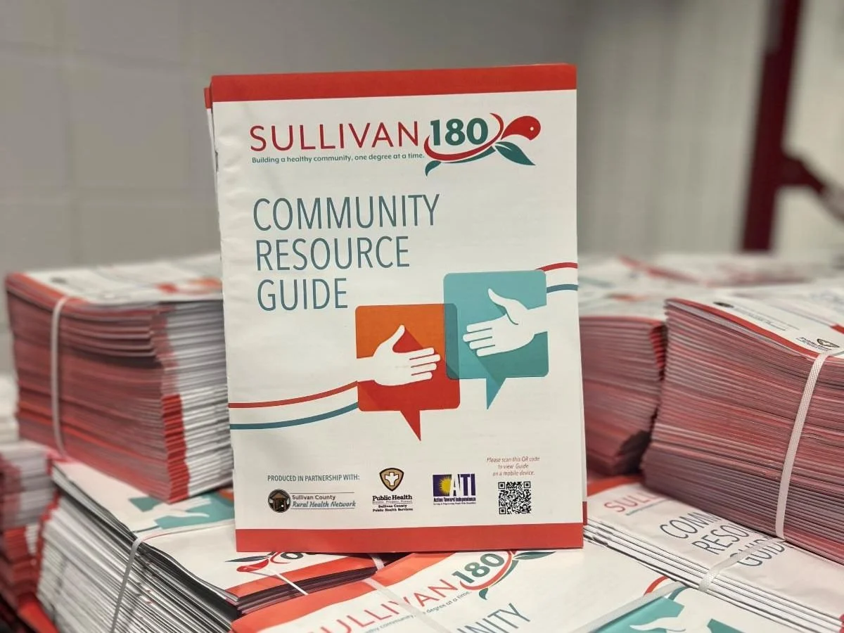 𝗙𝗶𝗻𝗱𝗶𝗻𝗴 𝘀𝘂𝗽𝗽𝗼𝗿𝘁 𝘀𝗵𝗼𝘂𝗹𝗱 𝗯𝗲 𝘀𝗶𝗺𝗽𝗹𝗲.

The Community Resource Guide connects individuals and families to trusted, local services across Sullivan County.

Developed in partnership with Action Toward Independence and Sullivan Co