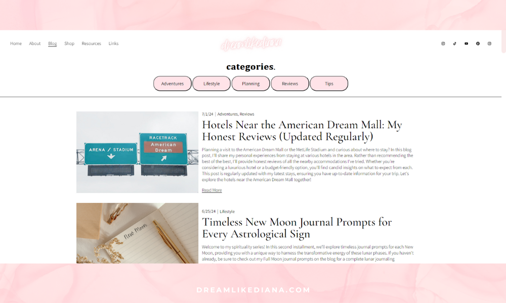Blog Categories &amp; Subcategories Example