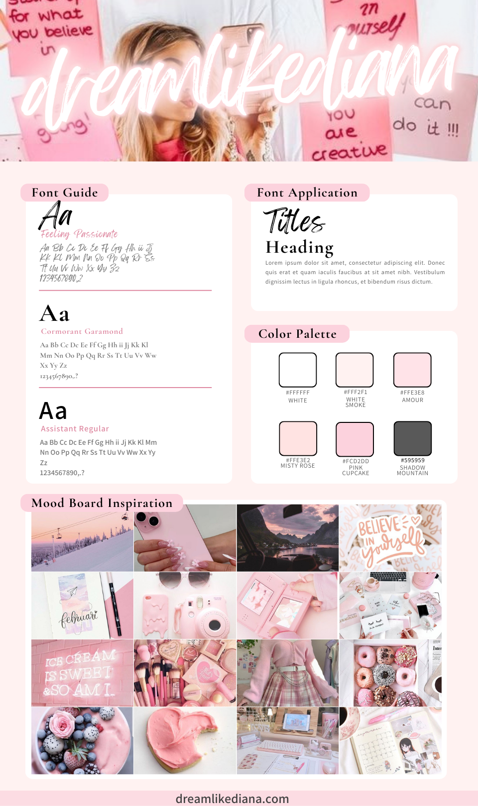 dreamlikediana's Brand Kit &amp; Website Colors Example
