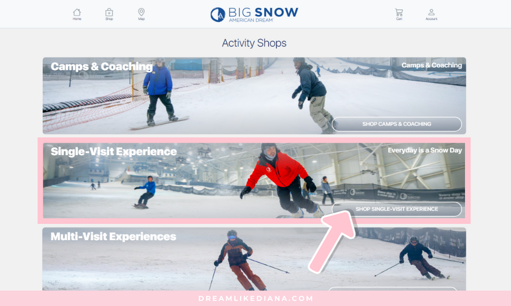  When the new web page pops up, click  “Single Visit Experience.”  