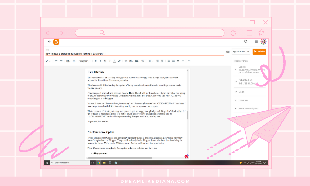 blogger.com blogspot user interface blogging