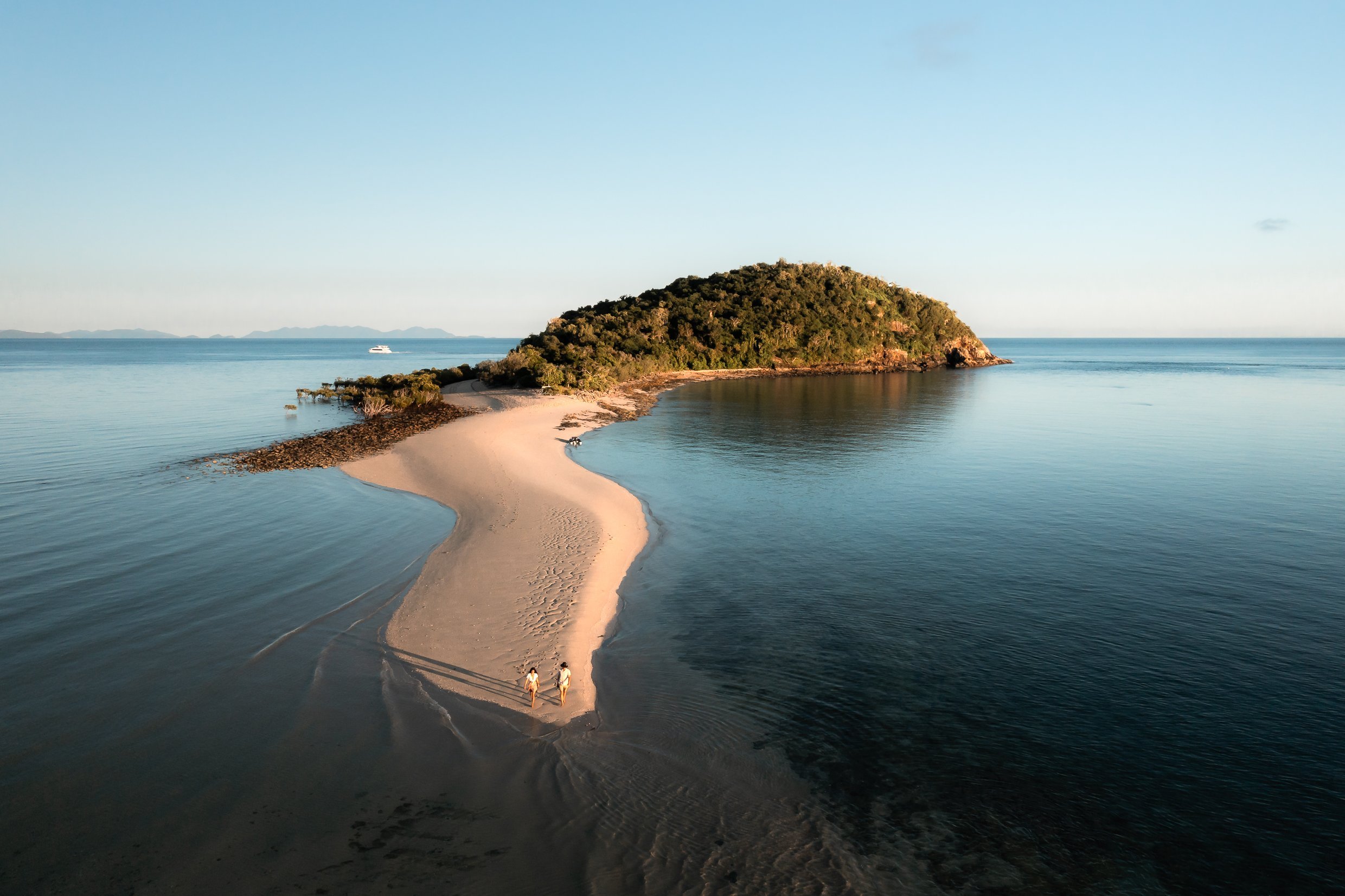 Aerial shot of Langford Island/Reef/Spit. Located nearby are Whitsunday icons Hayman Island resort and Hook Island.