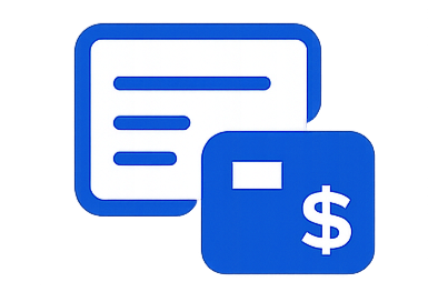 Icon of a receipt or document with a dollar sign symbol, representing billing or payments.