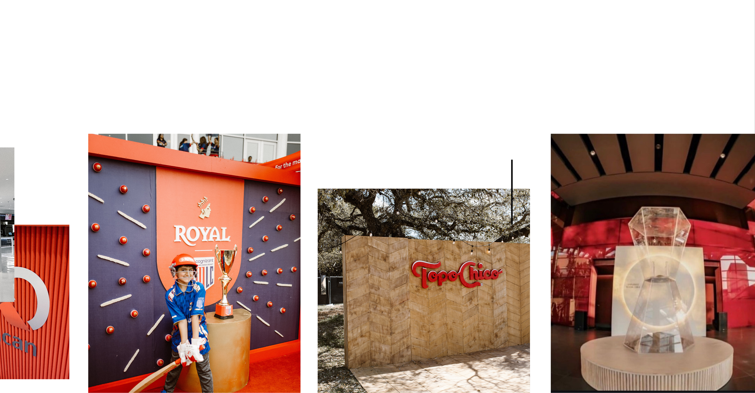 Collage of three images featuring different attractions. The first image shows a child in a blue and red outfit holding a toy water gun in front of a backdrop with the word 'Royal' and a trophy, at an event or exhibition. The second image depicts a r