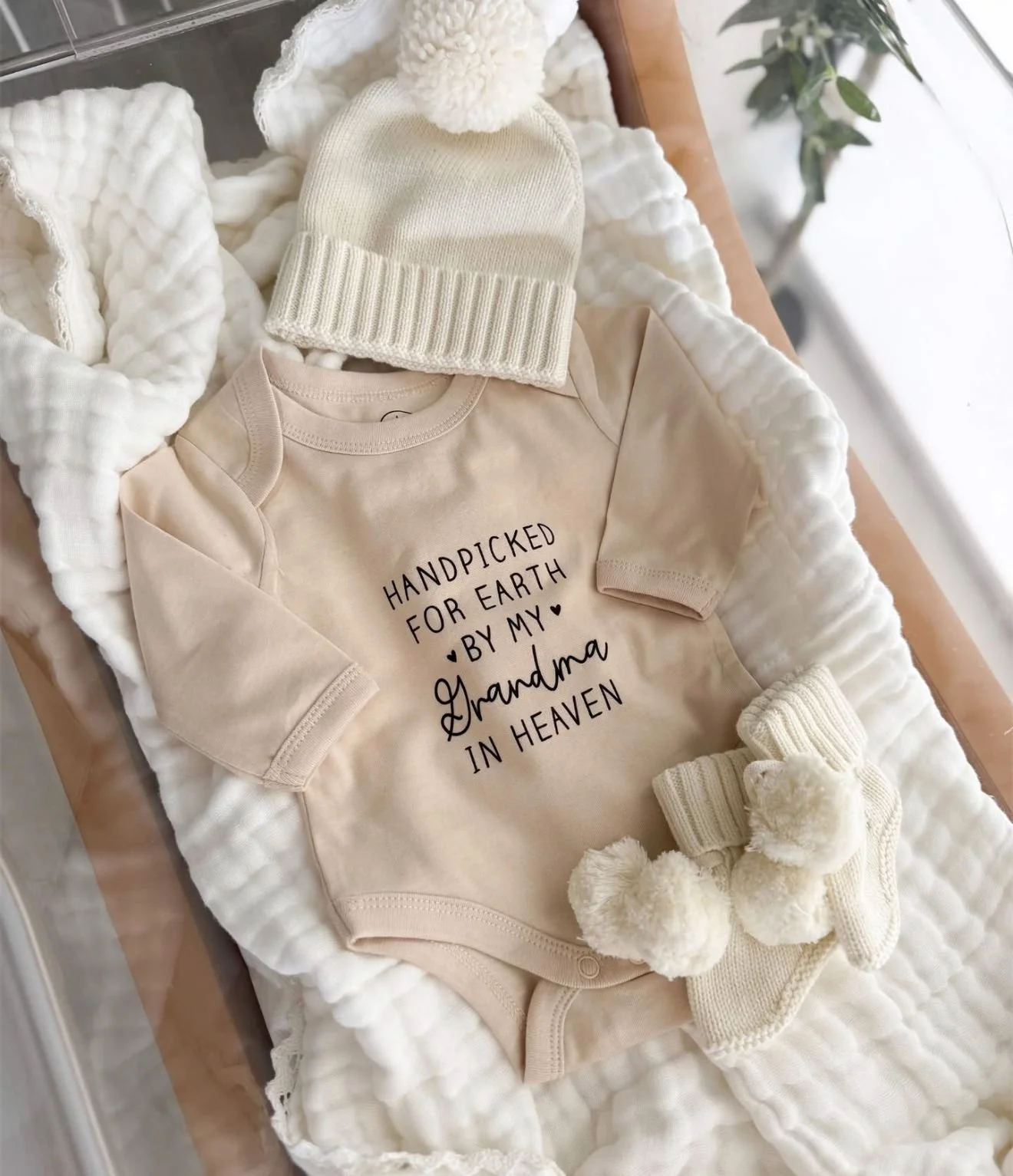 Handpicked for Earth Custom Baby Onesie – Personalized Keepsake Outfit
