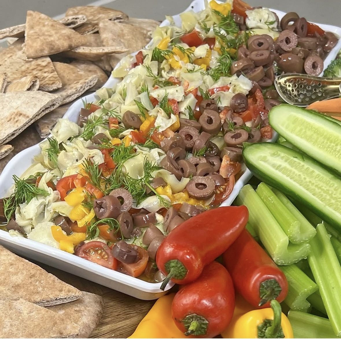 Drop-off craft services grazing board for commercial production in Manhattan