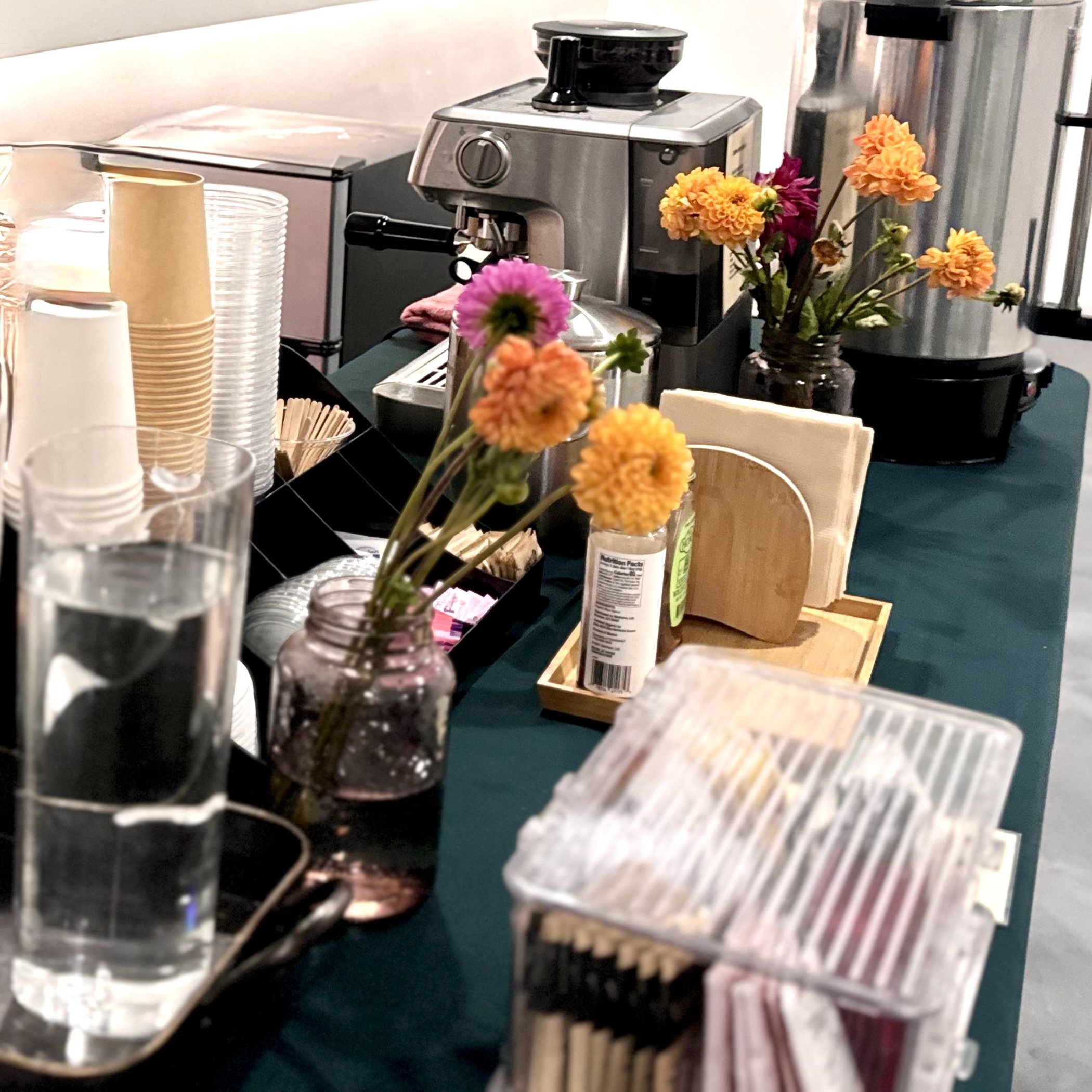 Production coffee bar and espresso station for film set in Manhattan