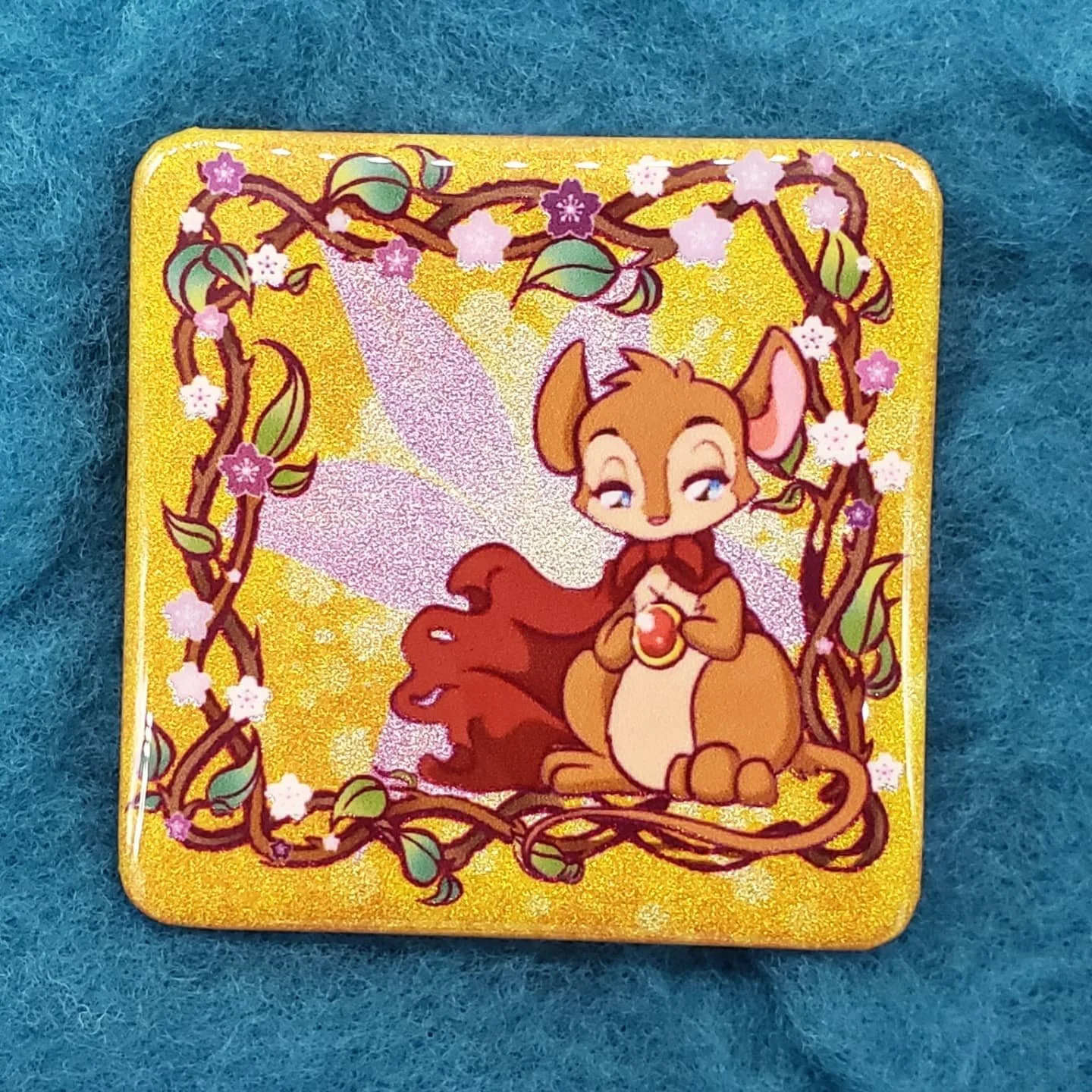 Secret of NIMH glitter button
