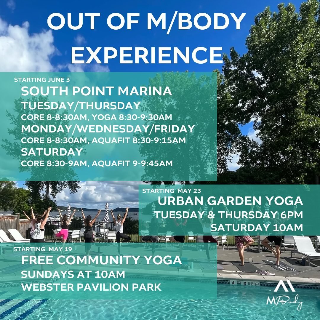 MAY ✨
.
This month we are moving our bodies outside in the sun, celebrating our moms, and kicking off our summer barre-to-bars! Be there &amp; bring a friend! 
.
.
#outofmbodyexperience #mpoweryourself #mbracelife #mbodyrochester