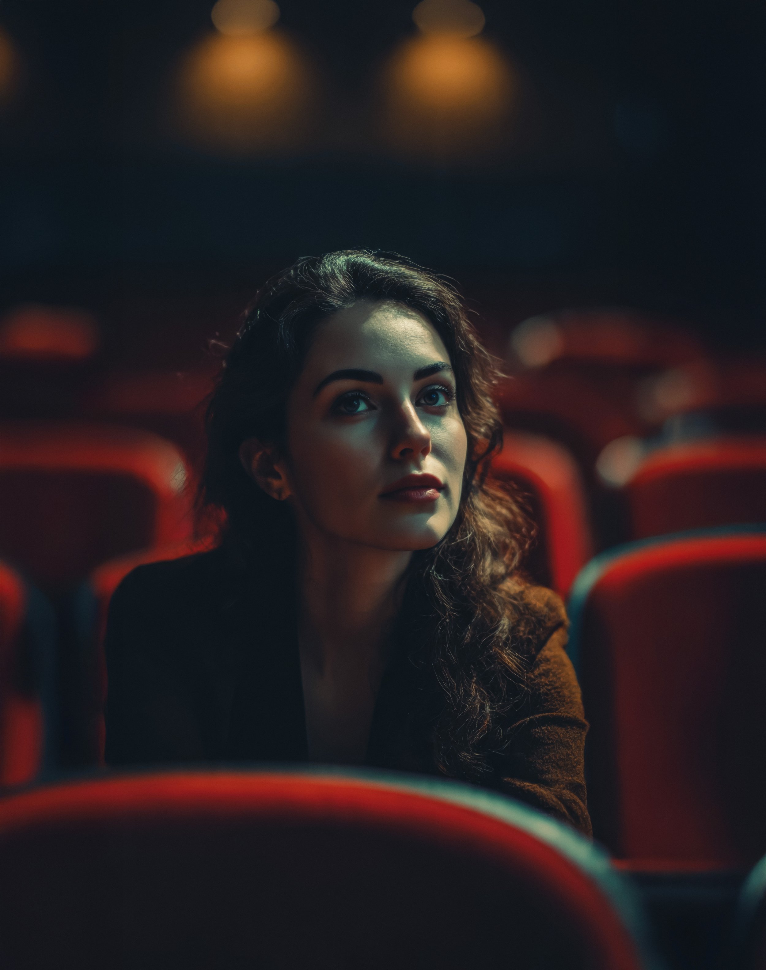 Thoughtful Woman in a Theater with Dramatic Lighting.jpg