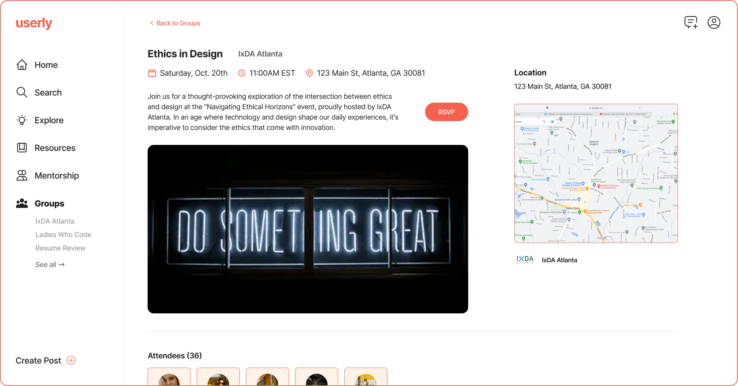 Events: Sign up for both virtual and in-person events, hosted by amazing groups