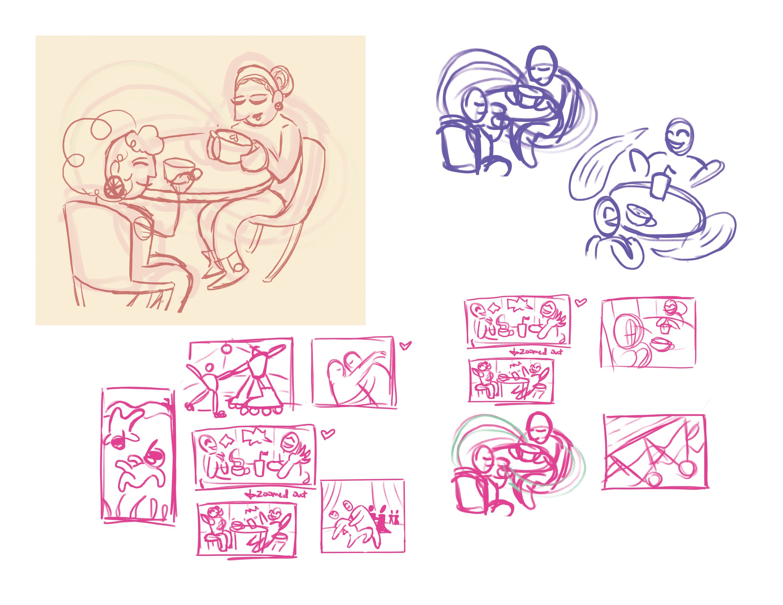  Cozy Conversation Illustration Thumbnails/Sketches