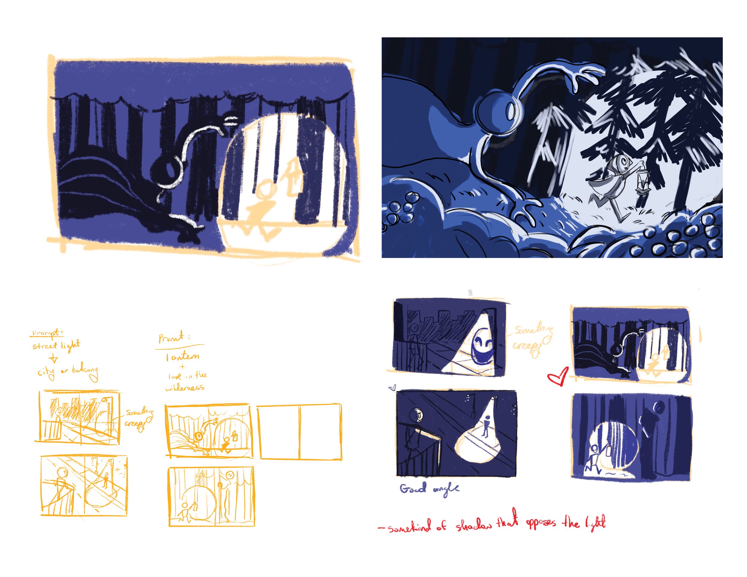 Strong Light Source Book Spread Illustration Sketches/ Thumbnails