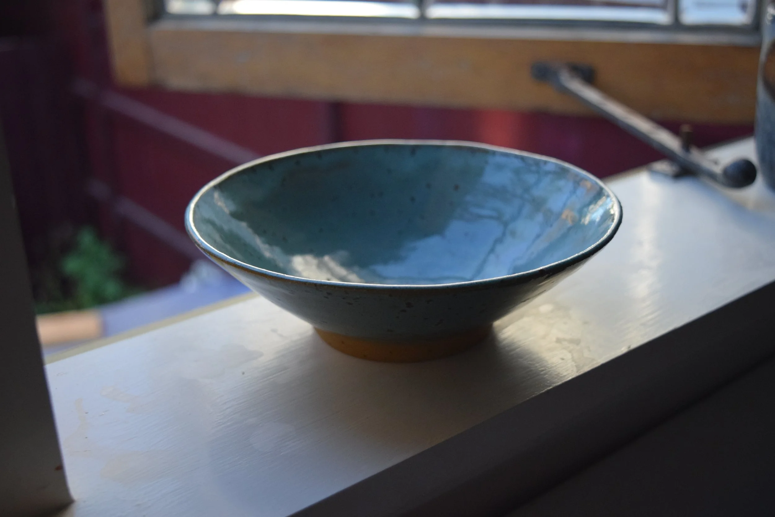 Small Wide Blue/Green Ceramic Bowl