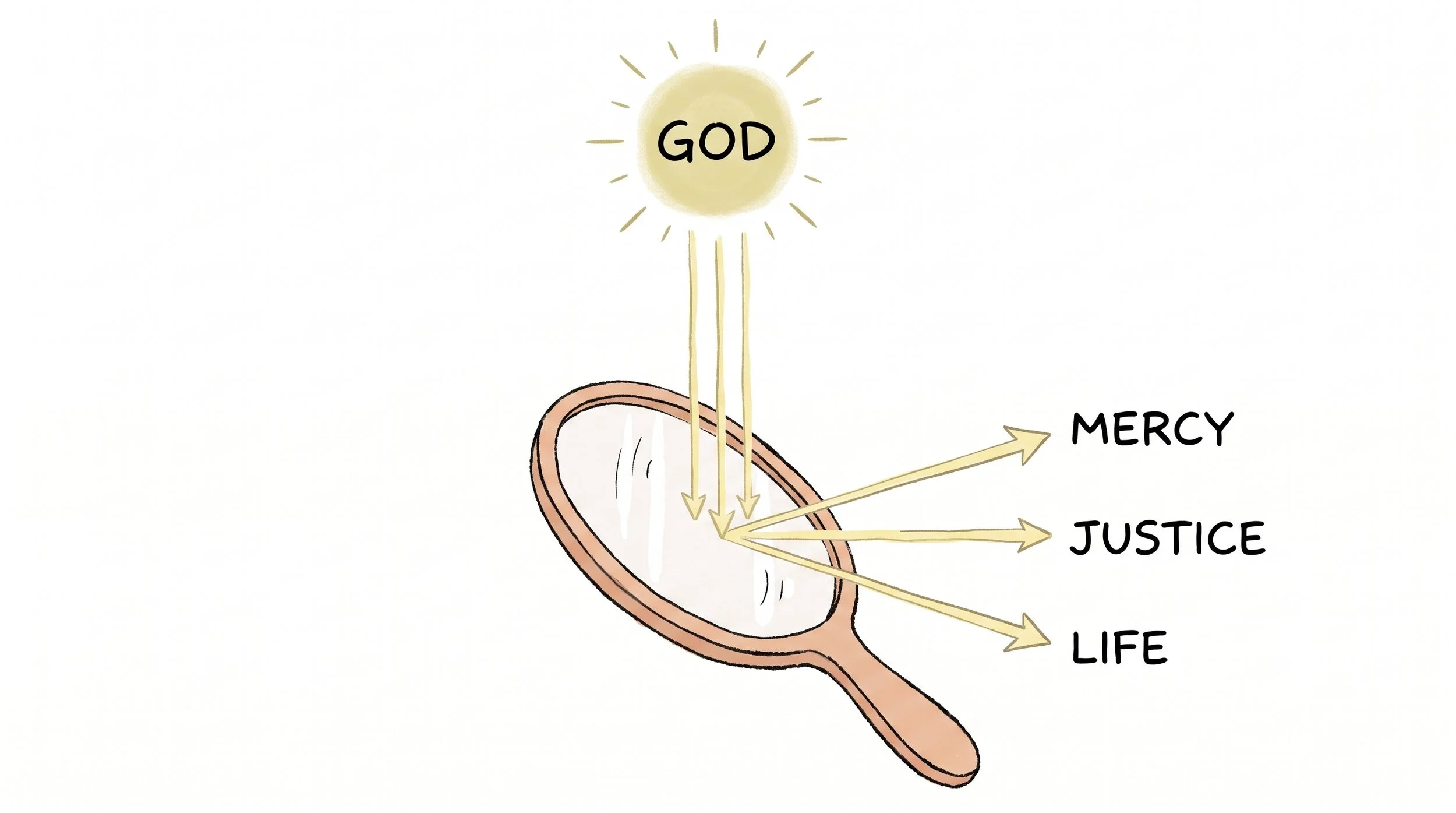 Illustration of divine light passing through a polished mirror