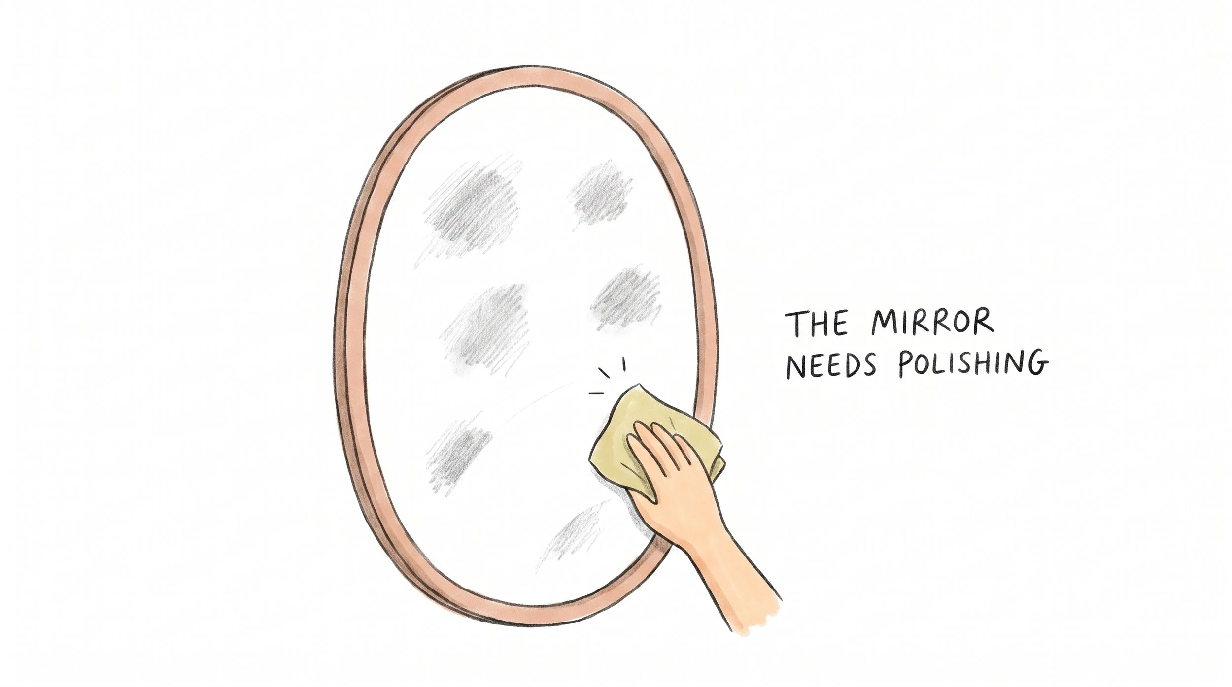 Illustration showing that the inner mirror needs polishing before it can reflect light clearly