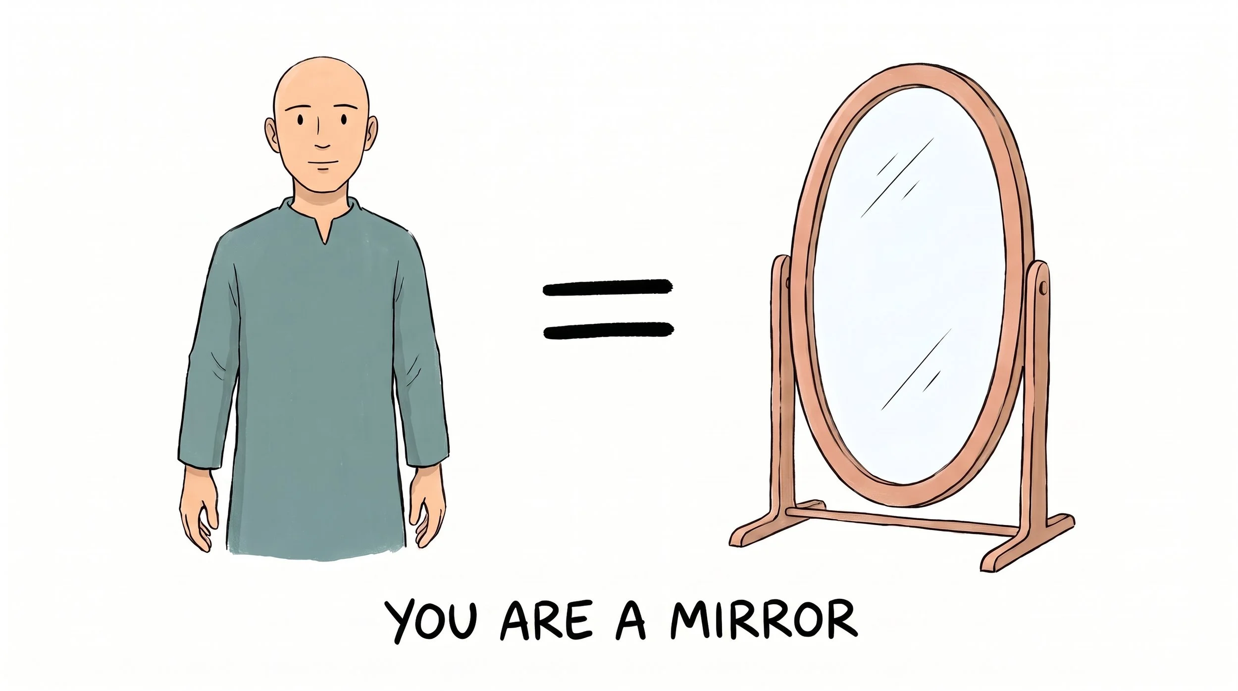 Illustration of a person as a mirror reflecting divine qualities