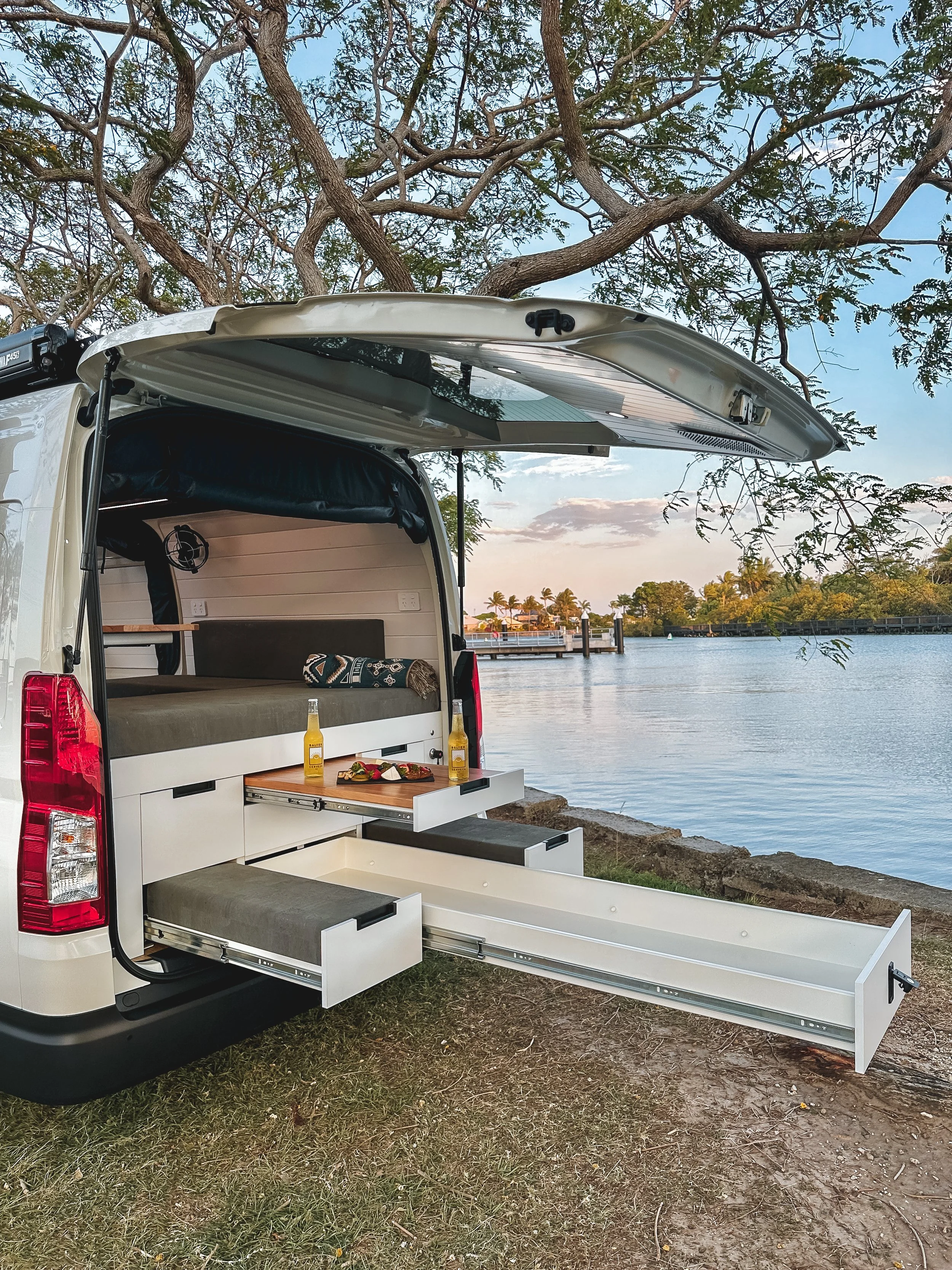 BRAND NEW Toyota HiAce Campervan Pull out Surfboard/ Snowboard/ Ski  bulky item draw with pull out dining/ picnic table and chairs