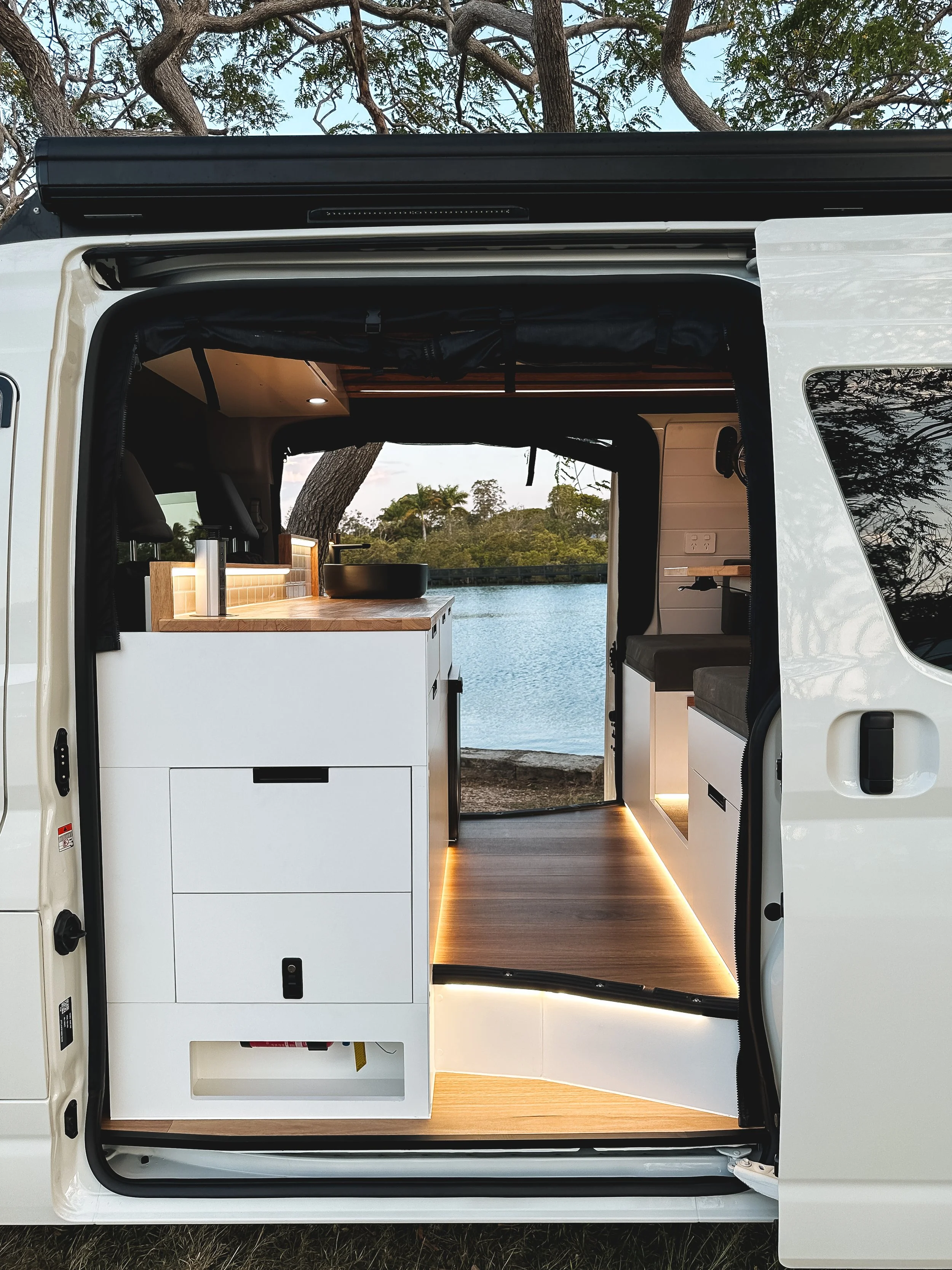 BRAND NEW Toyota HiAce Campervan, Pop Up 12 Volt/ 240 Volt USB power point, Aluminium Alloy Powder Coated Frame, Fly Bug Screen, LED Lighting