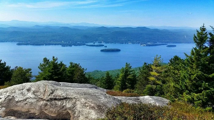 view of the mountains and water from on top of Buck Mountain