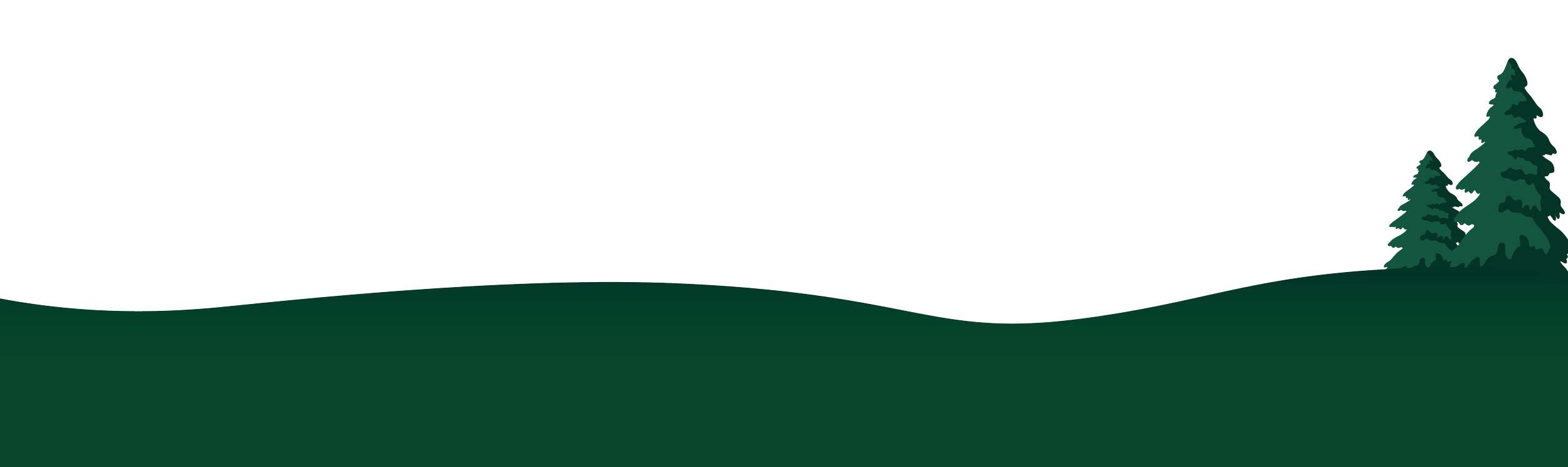 Graphic of evergreen trees off to the right against a snowy field spanning left.