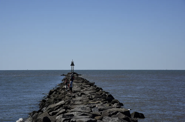 rock jetty on the ocean