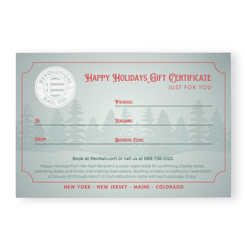 Image of a holiday themed gift certificate