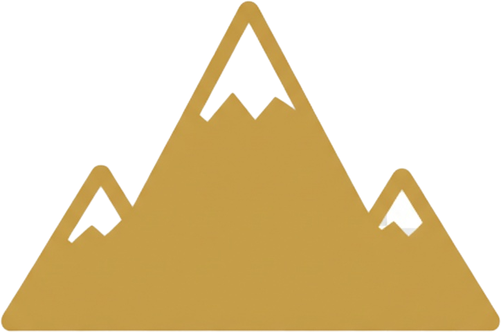 Gold-colored mountain with a white arrow pointing to a specific peak.