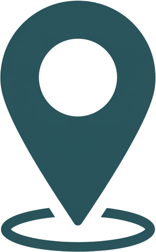 A large, dark teal map pin icon on a plain white background.