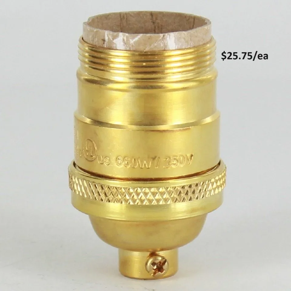 Unfinished Cast Brass Uno Threaded E-26 Base Short Keyless Socket.jpg