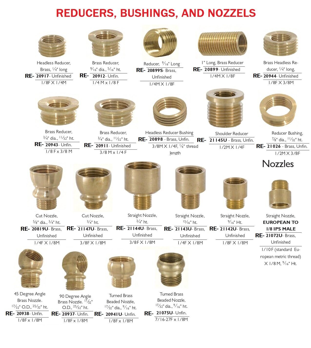 Lamp Couplings Nozzles Reducers Lamp Repair Lamp Parts