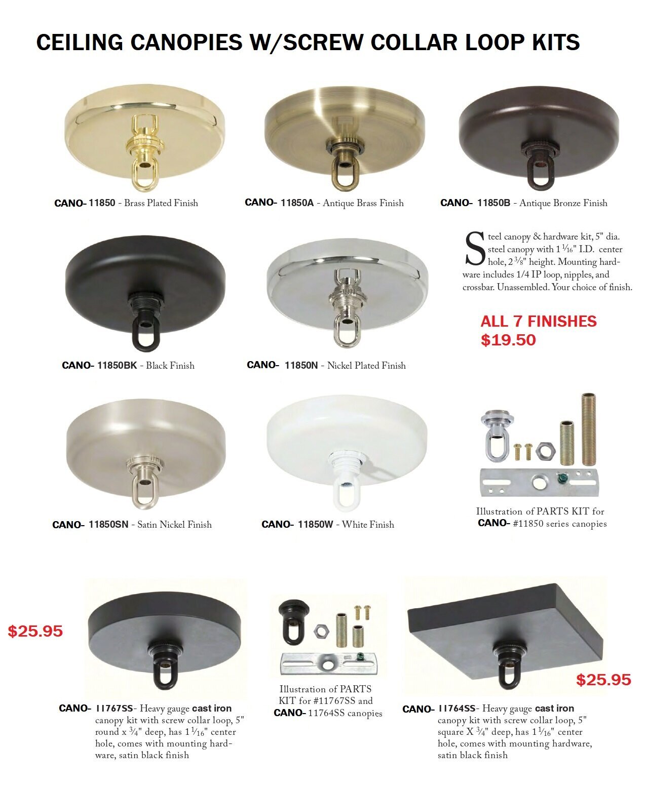 Ceiling light canopy outlet