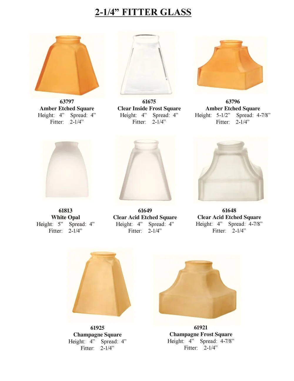 Glass Shade Types 2-1/4 inch Fitter Glass Shades | Lamp Repair | Lamp Parts | Lamp Shades ...