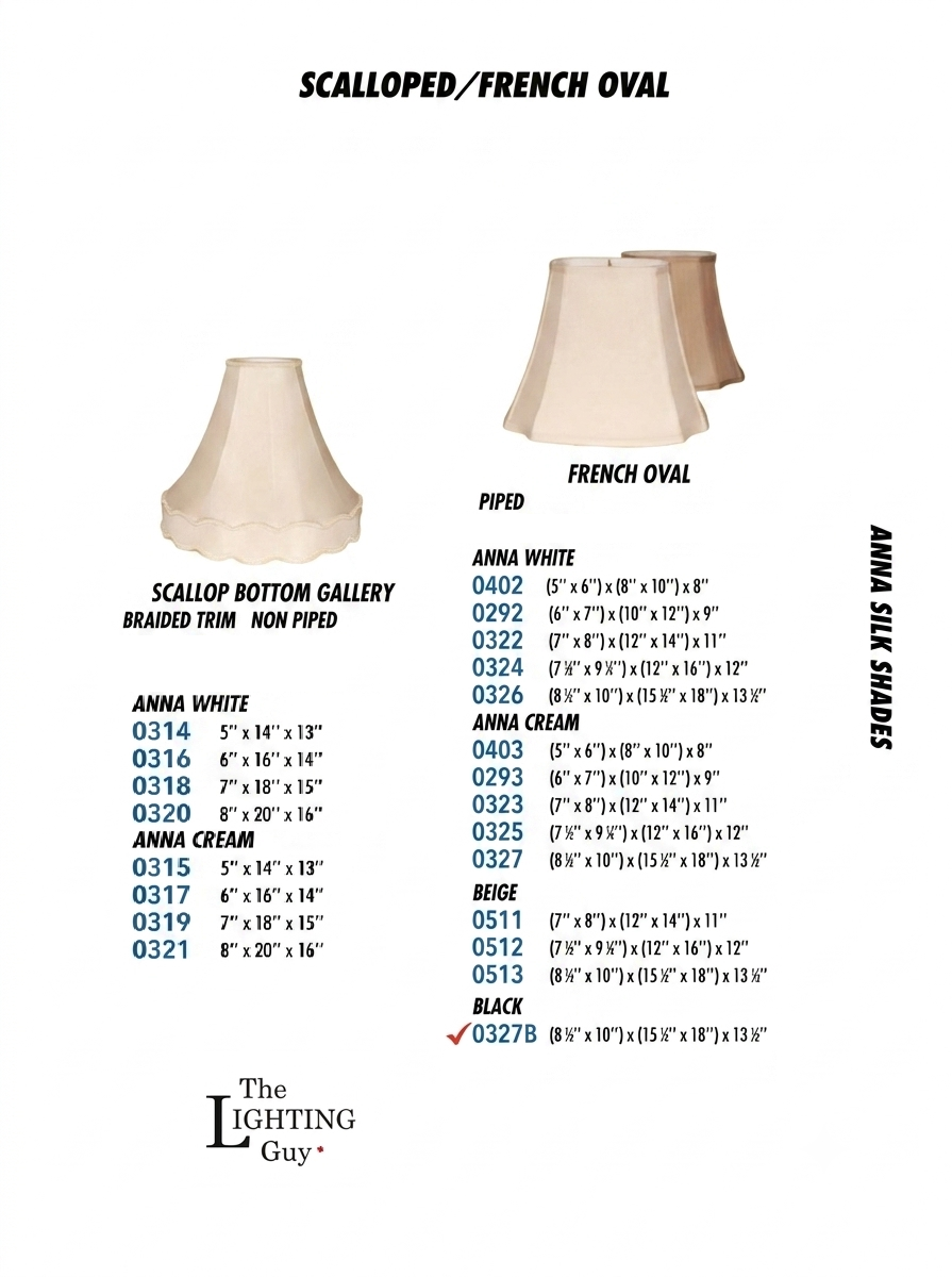 FRENCH OVAL AND SCALLOPED SILK LAMPSHADES