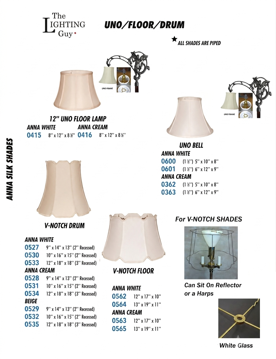 UNO FRAME SILK LAMP SHADES FOR BRIDGE FLOOR LAMPS.