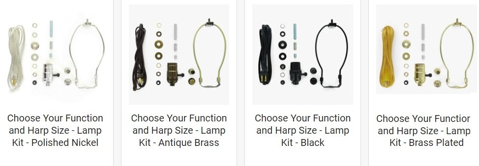 Choose Your Function and Harp Size - Lamp Kit - Nickel Plated