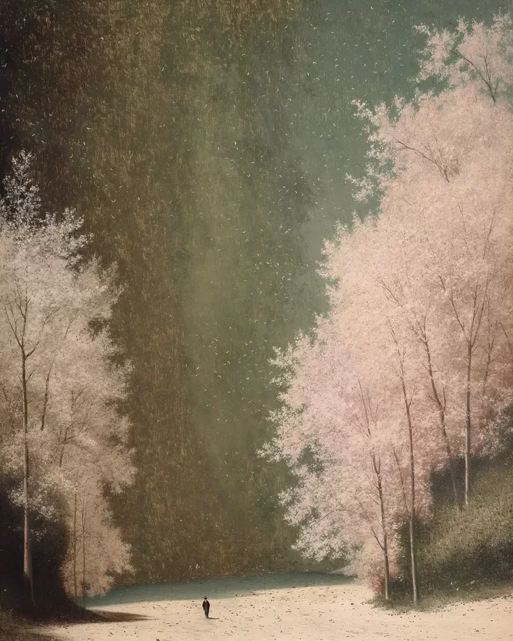 minimal serene winter landscape symbolizing mindfulness and present moment awareness