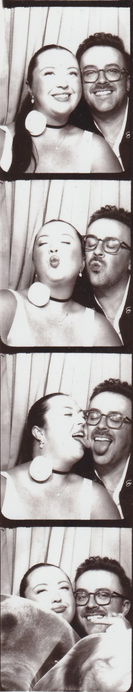 Wedding bride and groom analog photo booth strip in Seattle film booth