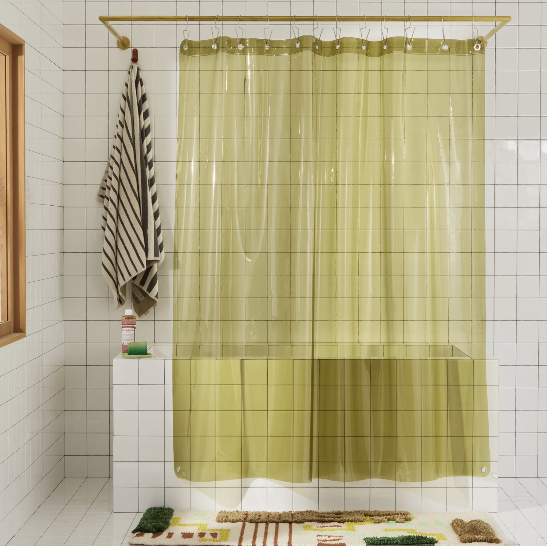 Quiet Town, Sun Shower Curtain, Olive