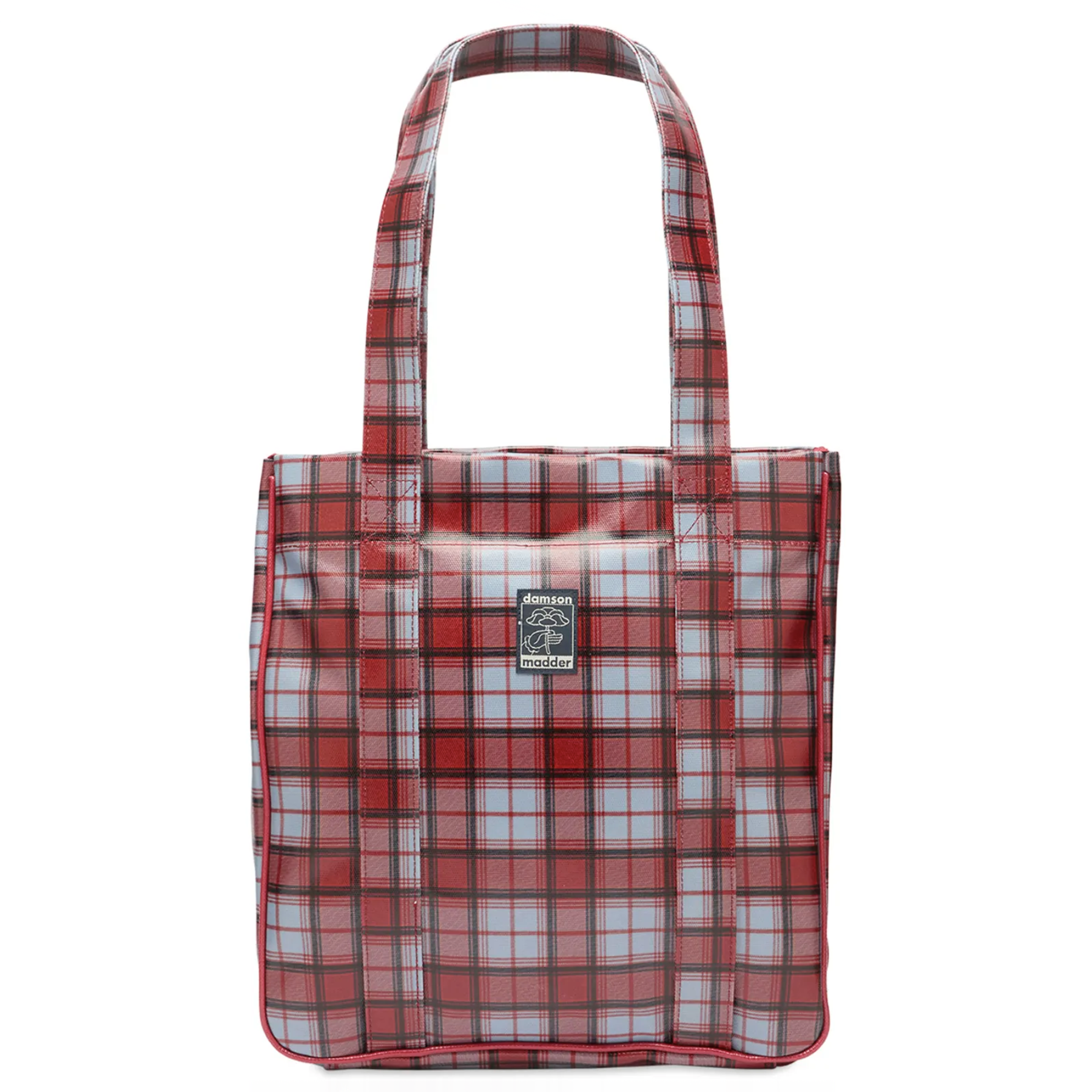 Damson Madder, Coated Market Bag, Blue Fog, Multi Check