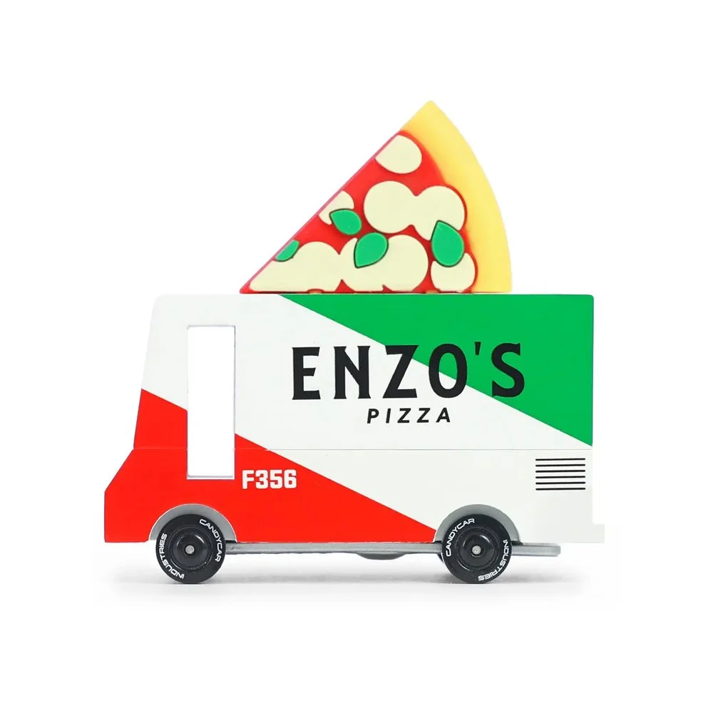 Candylab Toys, Candyvan, Pizza Van, Wooden Diecast Toy Car