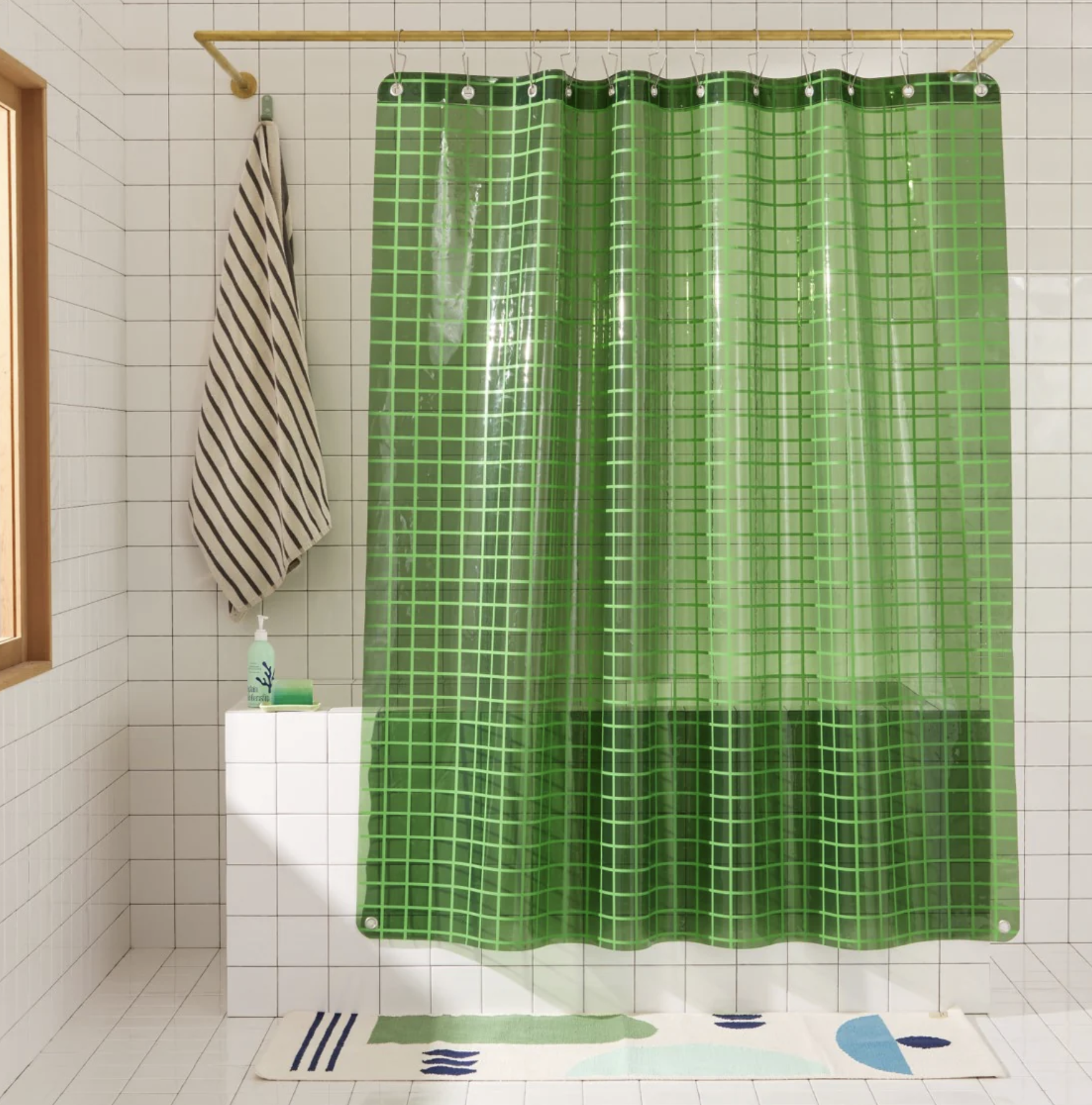 Quiet Town, 2x2 Sun Shower Curtain, Pine